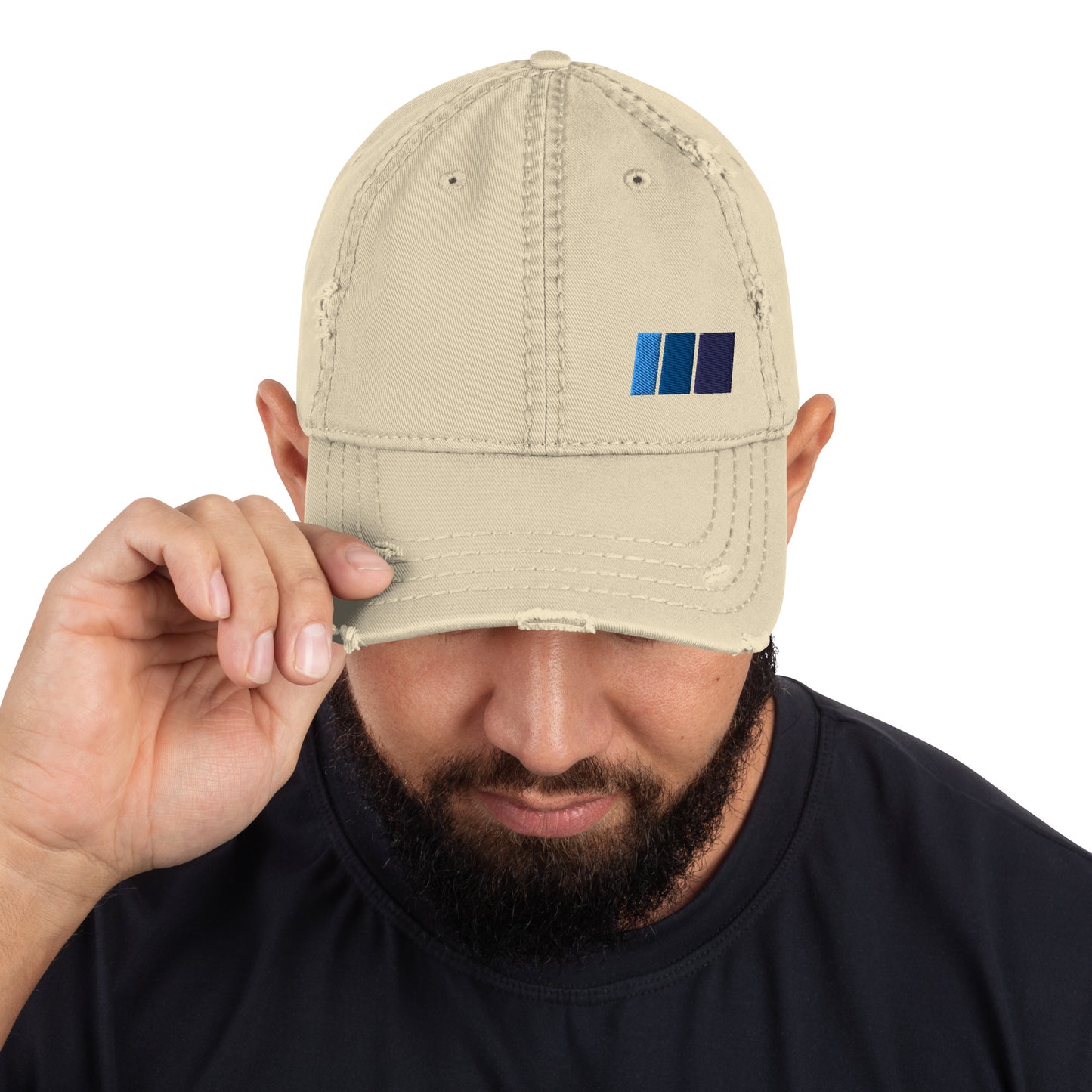 Distressed Retro Vintage Blue Toyota Racing Stripes Hat